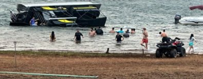 Vendaval no Manso vira barco lotado de adultos e crianças; veja vídeos