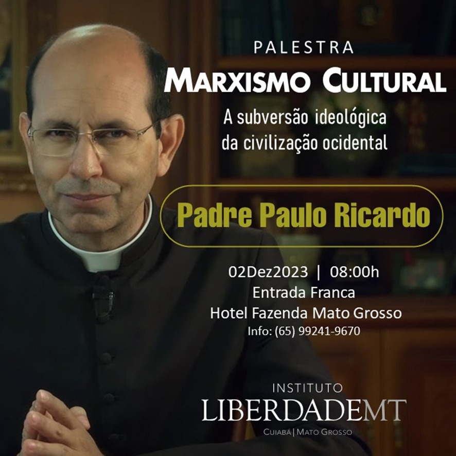 Palestra com Padre Paulo Ricardo será neste sábado no Hotel Fazenda MT