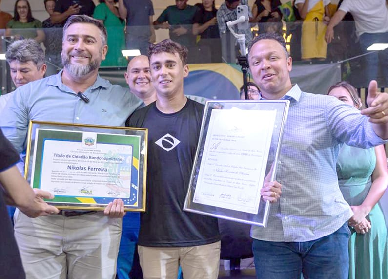 Honraria: Vereador homenageia Nikolas Ferreira com título de cidadão rondonopolitano