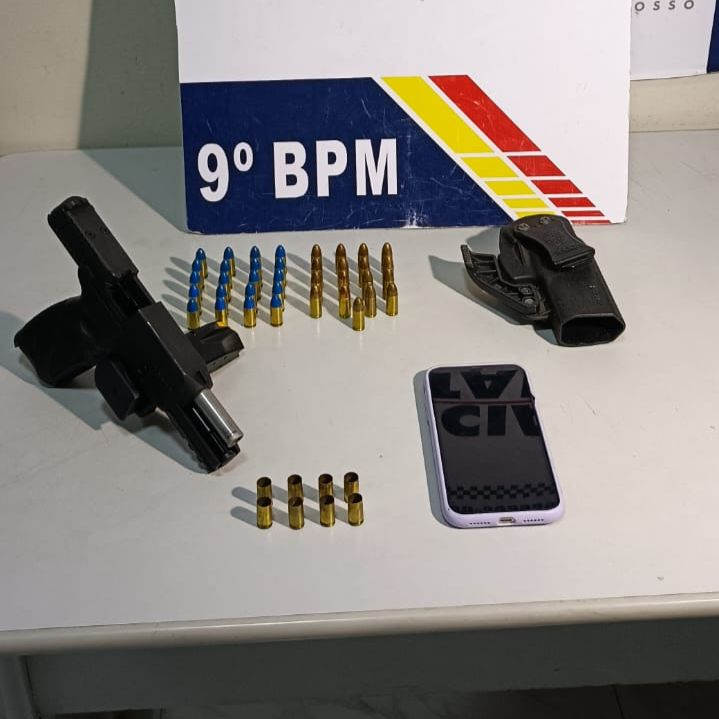 Homem é preso pela Polícia Militar com pistola e 37 munições ilegais