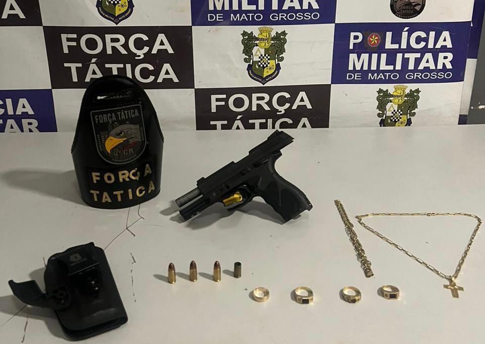 Força Tática prende homem com pistola e munições em Rondonópolis