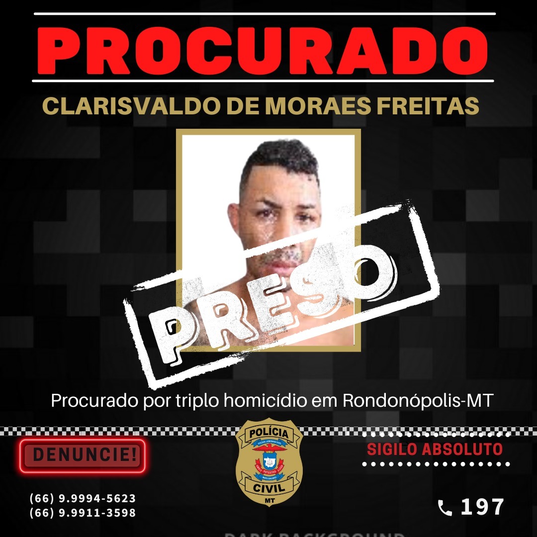 Procurado por homicídos em Rondonópolis é preso