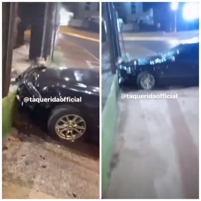 BMW fica destruída após bater em muro de loja em Cuiabá; vídeo