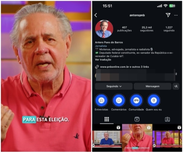 SOB PENA DE MULTA – Justiça suspende Instagram de Antero por 24h e proíbe postagens até o domingo de eleição