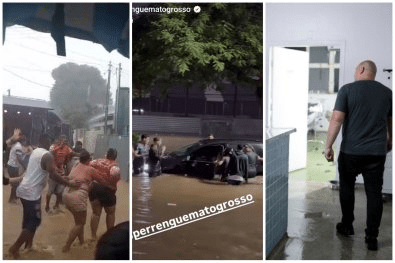 Tempestade alaga hospital e deixa carros submersos em Cuiabá; veja vídeos