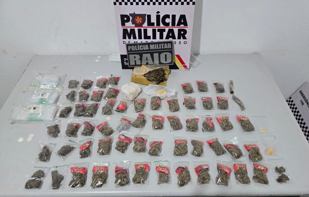 Polícia Militar prende homem com 65 porções de drogas em Tangará da Serra