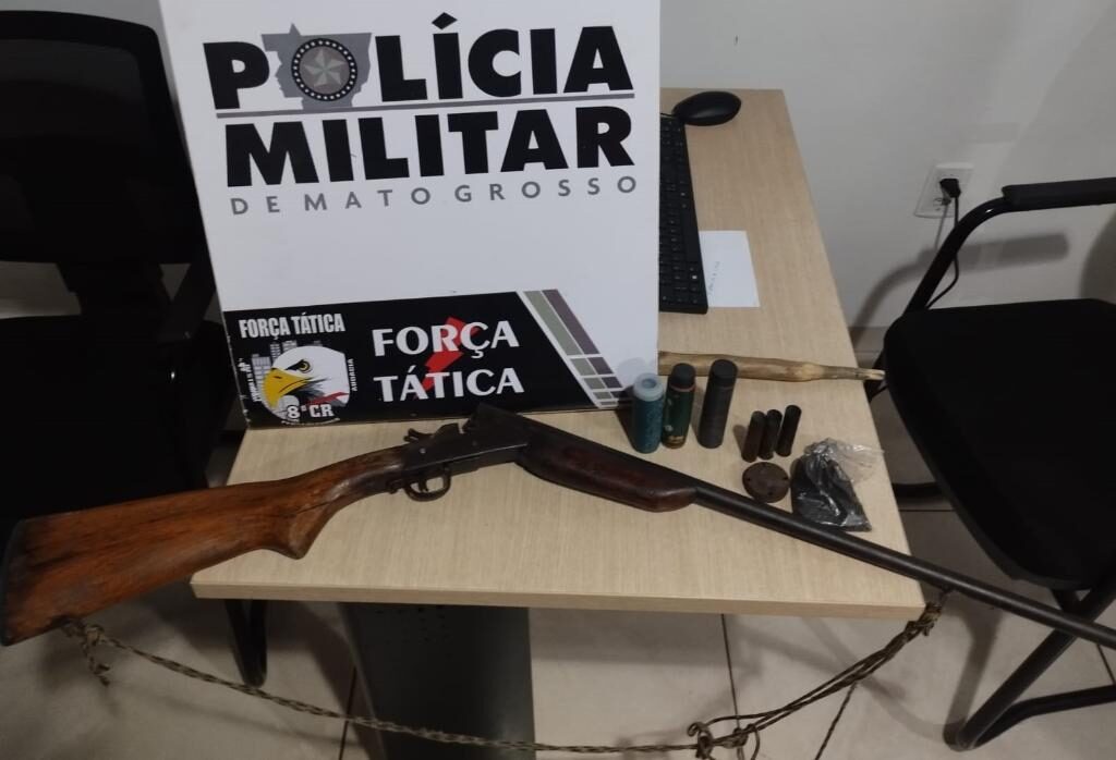 Polícia apreende espingarda, munições e pólvoras em zona rural de cidade de MT
