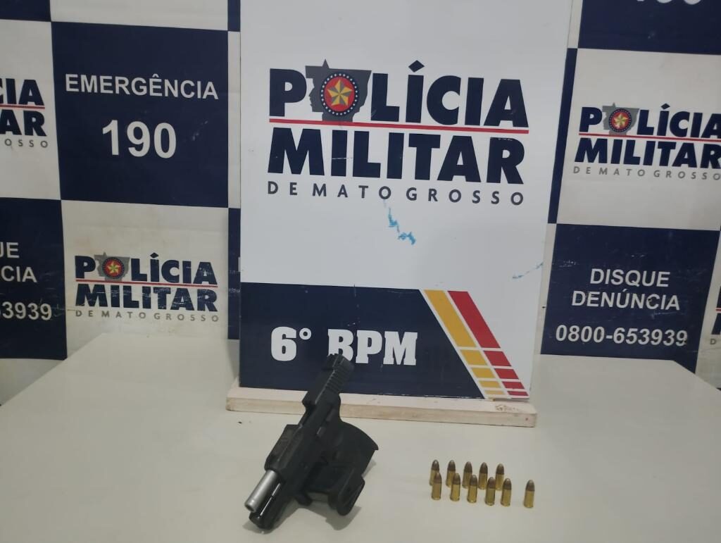 PM prende homem com pistola e 11 munições em Cáceres-MT