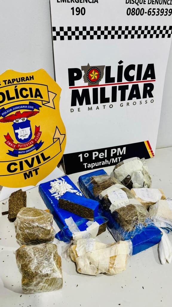 Polícias de MT prendem membro de facção por tráfico e apreendem 4,7Kg de drogas em Tapurah