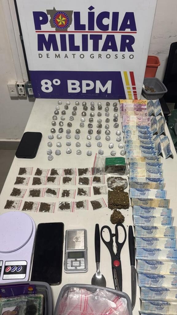 PM prende três faccionados por tráfico e apreende 127 porções de maconha em MT