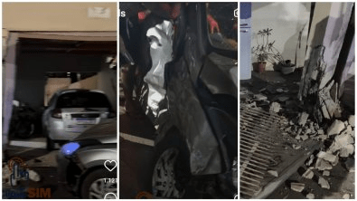 Bêbado bate em HB20 e arranca portão de casa em MT