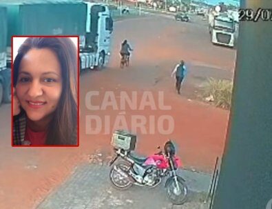 Vídeo flagra morte de professora atropelada por carreta em MT