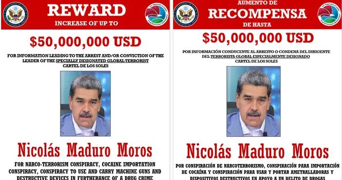 EUA dobram recompensa por informações que levem Nicolás Maduro à prisão
