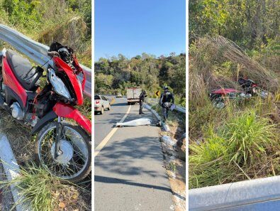 Biz acerta barreira de proteção em rodovia e passageiro morre na hora