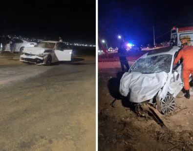 BMW é destruída em racha com Jetta e motorista fica ferido em MT; vídeo
