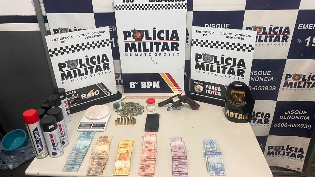 Polícia conduz seis faccionados e apreende drogas e arma de fogo em MT