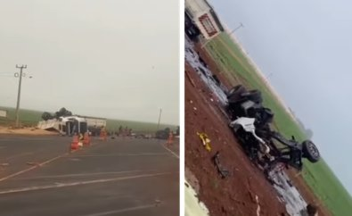 Acidente entre carretas mata motorista e trava BR-163, em MT