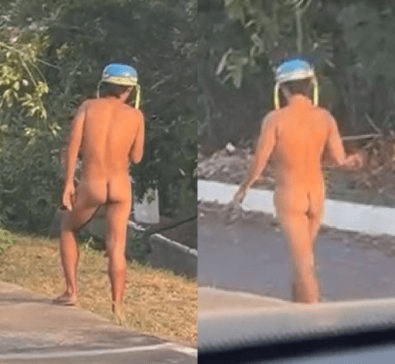 Homem é flagrado andando nu em avenida de Cuiabá; vídeo