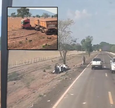 Batida entre carreta e Gol mata dois homens em rodovia de MT