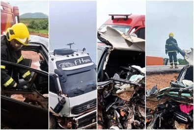 Batida entre carreta e Prisma mata 3 mulheres e deixa outra ferida em MT