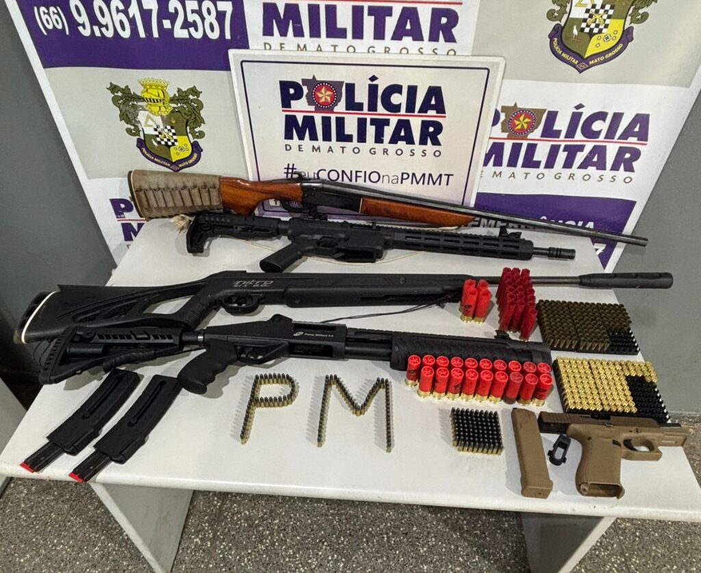 Polícia Militar apreende cinco armas de fogo e mais de 400 munições em Guiratinga