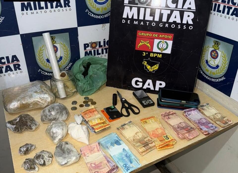 Três homens são presos em flagrante suspeitos por tráfico de drogas em Cuiabá
