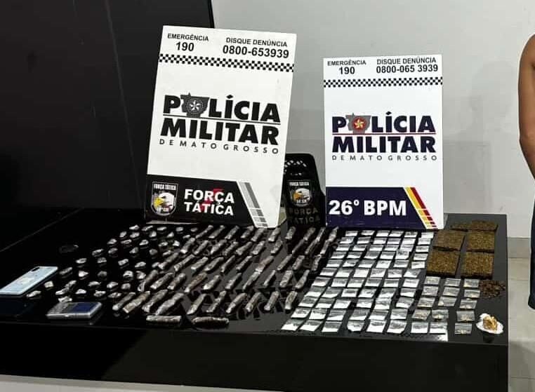 Homem é preso com 174 porções de drogas durante abordagem em Mato Grosso